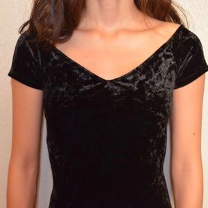 Black Velvet Bardot Off the Shoulder Dress